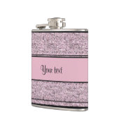 Stilvolle schwarze u. lila Glitzer-Streifen Flachmann (Links)