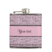 Stilvolle schwarze u. lila Glitzer-Streifen Flachmann (Vorderseite)