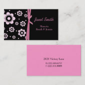 Stilvolle schwarze und rosa Blumenmama-Karte Telefonnummerkarte (Vorne/Hinten)