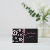 Stilvolle schwarze und rosa Blumenmama-Karte Telefonnummerkarte (Stehend Vorderseite)