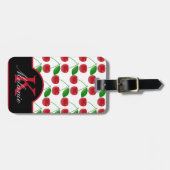 Stilvolle schwarze und rote Kirschen Gepäckanhänger (Vorderseite horizontal)