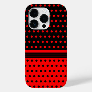 Stilvolle schwarze und rote Polka-Punkte und -Stre Case-Mate iPhone 14 Pro Hülle