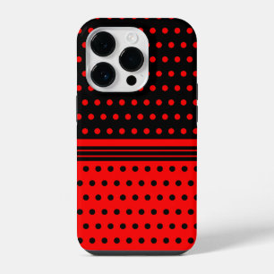 Stilvolle schwarze und rote Punkte und Streifen iPhone 14 Pro Hülle