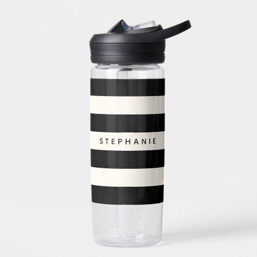 Stilvolle schwarze und weiße Streifen mit beliebig Trinkflasche (Links)