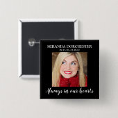 Stilvolle Schwarzes Foto-Beerdigung Button (Vorne & Hinten)