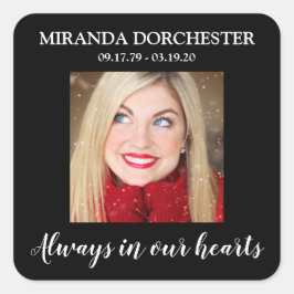 Stilvolle Schwarzes Foto Beerdigung Square Sticker