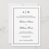 Stilvolle Schwarzweiss-Hochzeits-Einladung Einladung (Vorderseite)