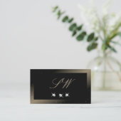 Stilvolle Schwarzweiß-Sparkling-Diamanten-Monogram Visitenkarte (Stehend Vorderseite)