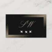 Stilvolle Schwarzweiß-Sparkling-Diamanten-Monogram Visitenkarte (Vorderseite)