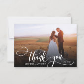 Stilvolle Script 2 Foto Wedding Dankeschön Card Dankeskarte (Vorderseite)