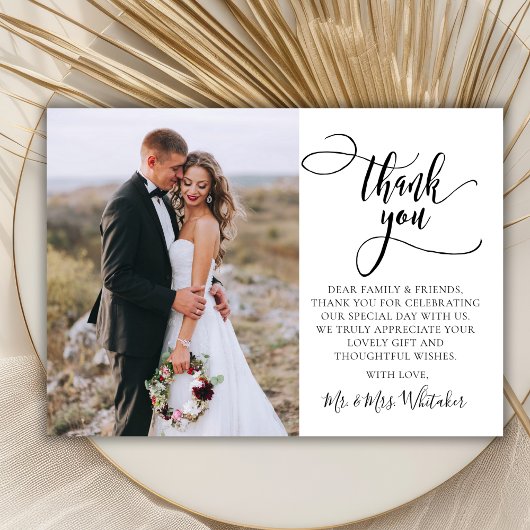 Stilvolle Script 2 Foto Wedding Dankeschön Card Dankeskarte