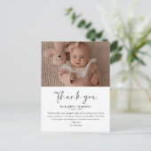Stilvolle Script Baby Shower Vielen Dank Baby Foto Postkarte (Stehend Vorderseite)