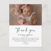Stilvolle Script Baby Shower Vielen Dank Baby Foto Postkarte (Vorderseite)