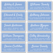 Stilvolle Script Blue Wedding Guest Address Labels (Vorderseite)