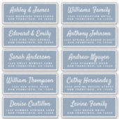 Stilvolle Script Blue Wedding Guest Address Labels (Vorderseite)