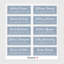 Stilvolle Script Blue Wedding Guest Address Labels