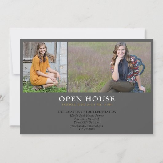 Stilvolle Script Charcoal Gray Foto Abschluss Einladung (Rückseite)