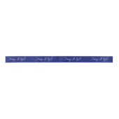 Stilvolle Script Couple Names Navy Blue Satinband (Vorderseite)