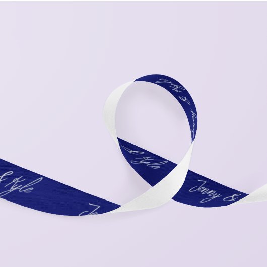 Stilvolle Script Couple Names Navy Blue Satinband