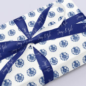 Stilvolle Script Couple Names Navy Blue Satinband