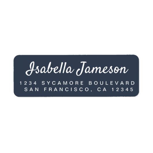Stilvolle Script Dark Blue Rücksendeadresse (Vorne)