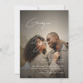 Stilvolle Script & Dark Fade Foto QR Code Wedding Einladung (Vorderseite)