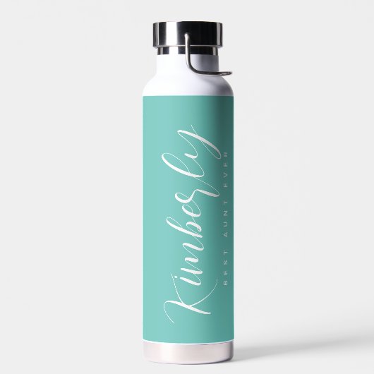 Stilvolle Script EDITABLE FARBE Water Flasche (Links)