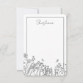 Stilvolle Script Floral Sketch Danke Karte (Vorderseite)