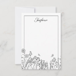 Stilvolle Script Floral Sketch Note Card Mitteilungskarte