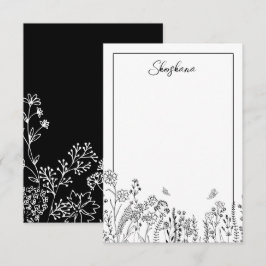 Stilvolle Script Floral Sketch Note Card Mitteilungskarte