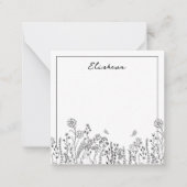 Stilvolle Script Floral Sketch Note Card Mitteilungskarte (Vorderseite)