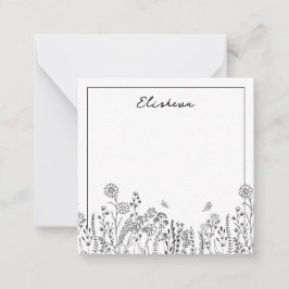 Stilvolle Script Floral Sketch Note Card Mitteilungskarte