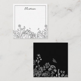 Stilvolle Script Floral Sketch Note Card Mitteilungskarte