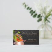 Stilvolle Script Food Pan Personal Koch Catering Visitenkarte (Stehend Vorderseite)