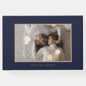 Stilvolle Script Gold und Blue | FOTO Gästebuch (Rückseite)