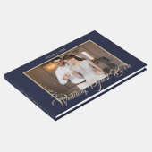 Stilvolle Script Gold und Blue | FOTO Gästebuch (Ecke)