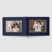 Stilvolle Script Gold und Blue | FOTO Gästebuch (Voll)