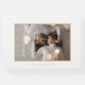 Stilvolle Script Gold und White | FOTO Gästebuch (Rückseite)