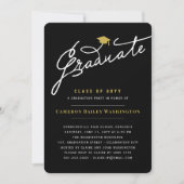 Stilvolle Script Graduate Modern Graduation Party Einladung (Vorderseite)