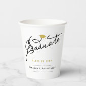 Stilvolle Script Graduate Modern Graduation Party Pappbecher (Vorderseite)