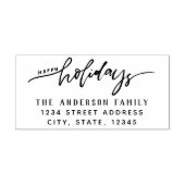 Stilvolle Script Happy Holidays Familienname-Adres Permastempel (Design)
