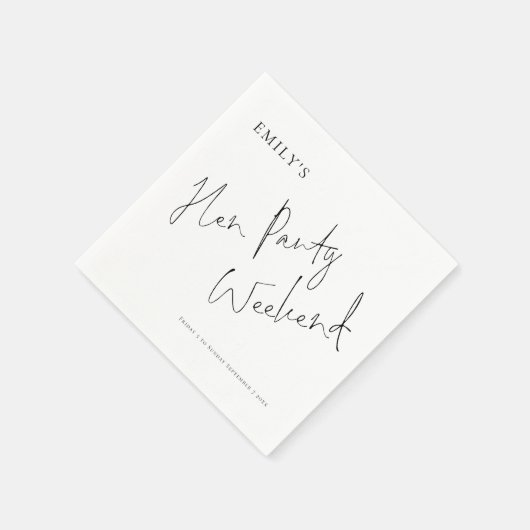 Stilvolle Script Hen Party Weekend Serviette (Ecke)