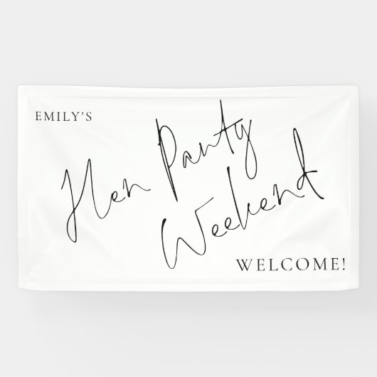 Stilvolle Script Hen Party Weekend Willkommen Banner (Horizontal)