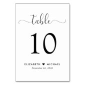 Stilvolle Script-Hochzeitsempfehlung Tischnummer (Vorderseite)