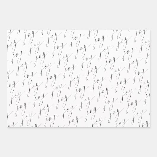 Stilvolle Script Joy Black Gold White Holiday Geschenkpapier Set (Vorderseite 3)