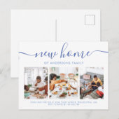 Stilvolle Script-Kalligrafie 3 Foto Neue Zuhause-M Ankündigungspostkarte (Vorne/Hinten)