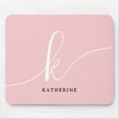 Stilvolle Script Monogram Blush Pink Mousepad (Vorne)