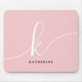 Stilvolle Script Monogram Blush Pink Mousepad