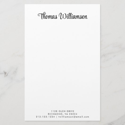 Stilvolle Script Monogram Briefpapier (Vorderseite)