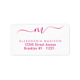 Stilvolle Script Monogram Hot Pink Moderne Typogra Adressaufkleber